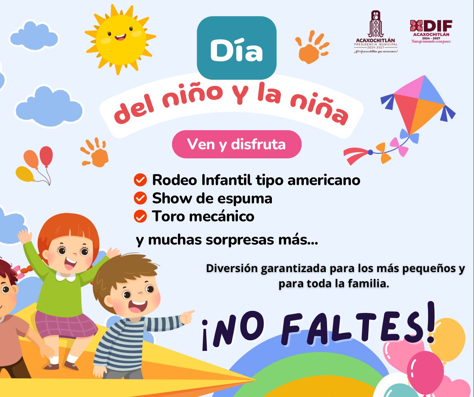 Acaxochitlán celebrará a lo grande el Día del Niño; con rodeo, espuma y toro mecánico