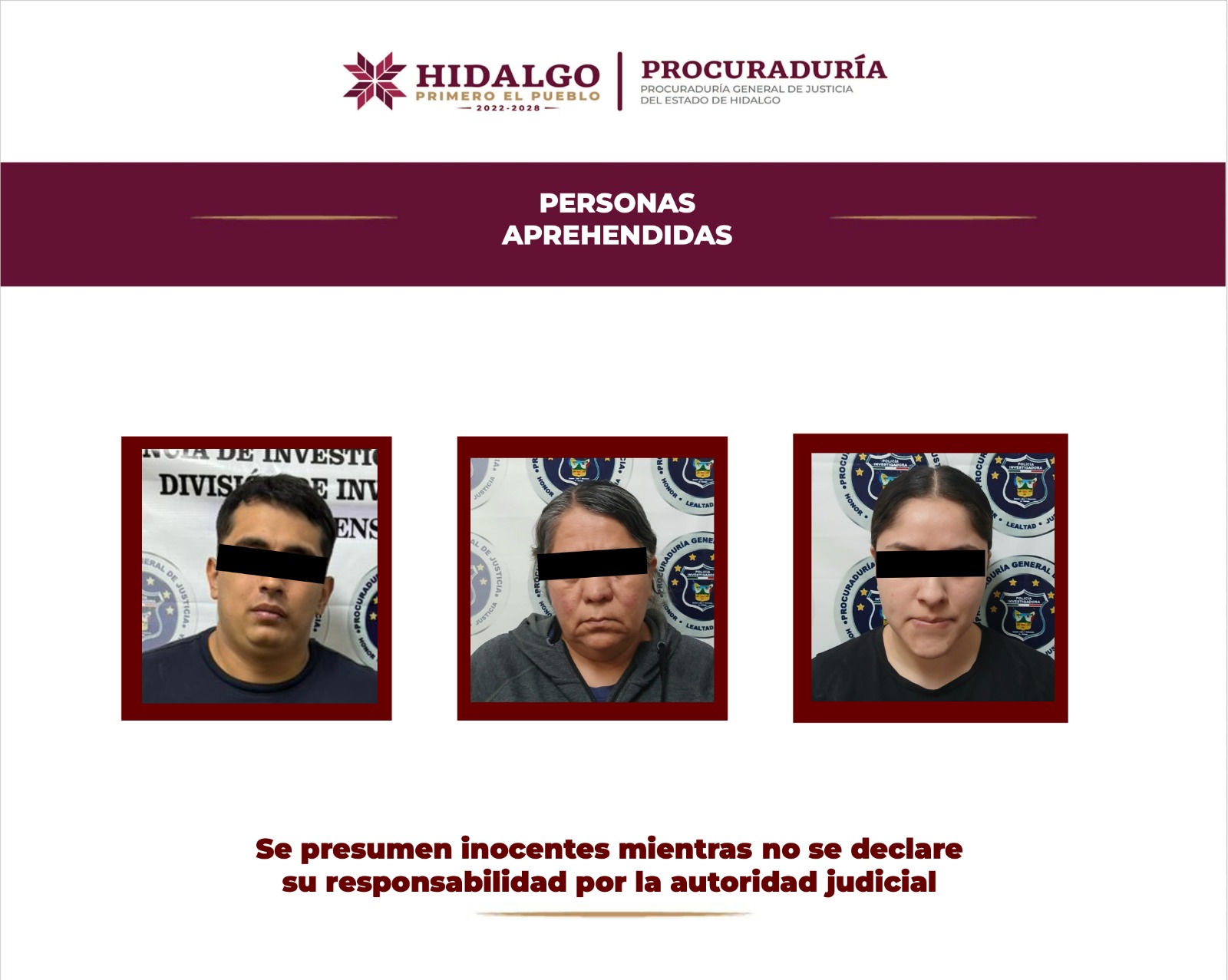PGJEH detiene a integrantes de célula delictiva originaria de la Ciudad de México 