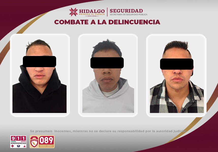 Asegura SSPH a integrantes de células dedicadas a cristalazos en la Zona Metropolitana de Pachuca